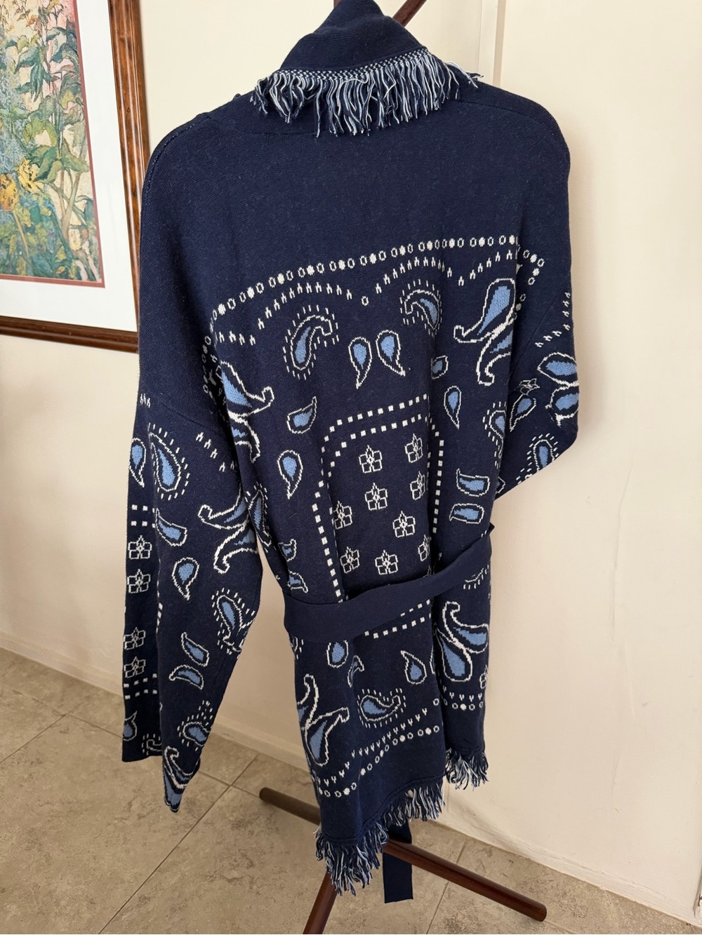 NWT Gap Bandana Fringe Cardigan Navy - Picture 5 of 6